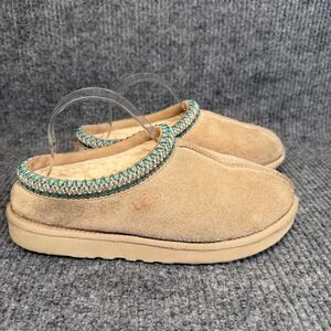 UGG Tasman Slippers Womens 9 Chestnut Tan Teal Braid Suede Slip On 5955 Cozy